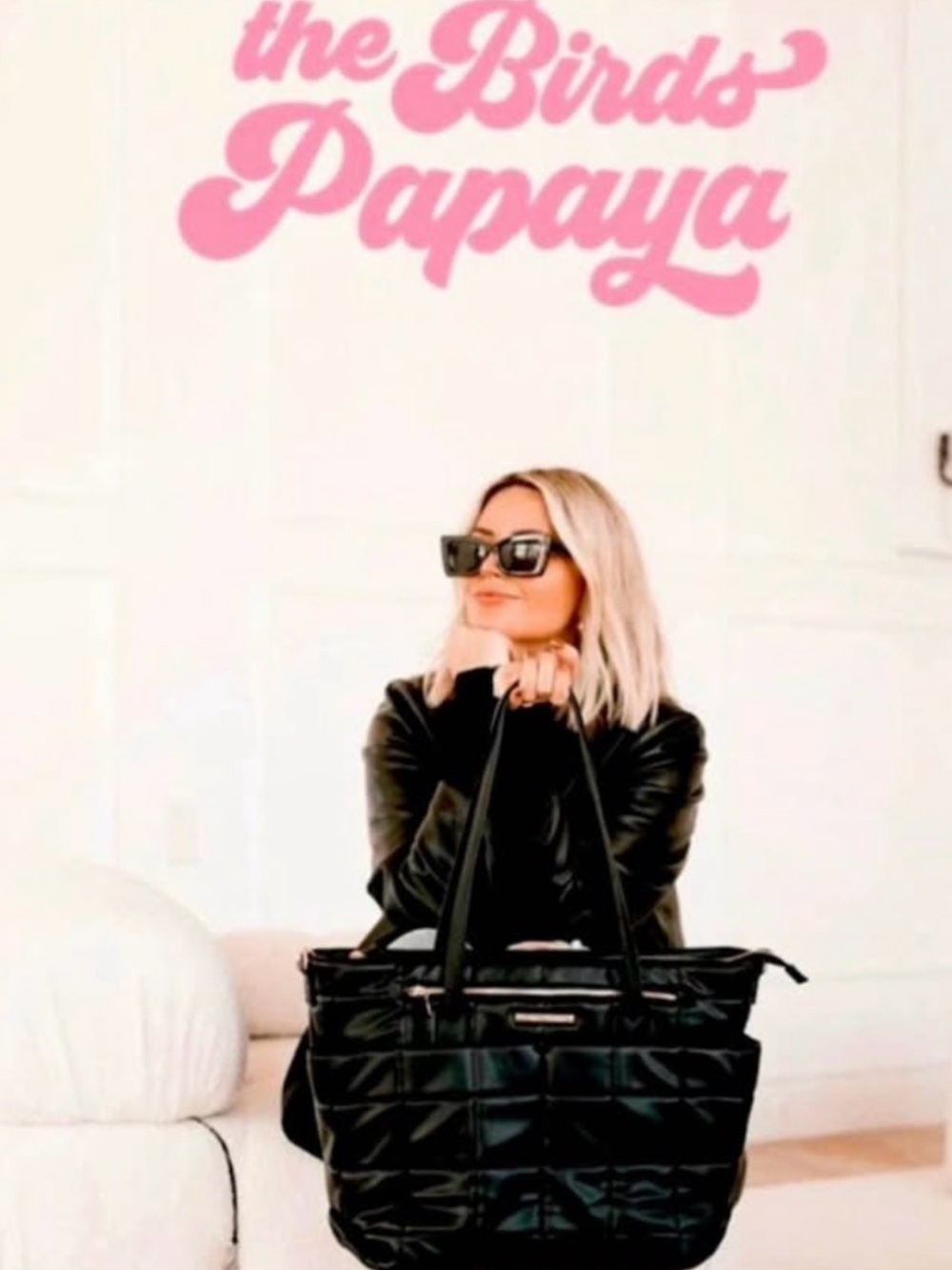 Poppy & Peonies Birds Papaya Bag